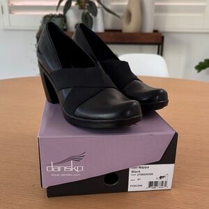 Dansko Black Nappa High Heel Mules - Size 41